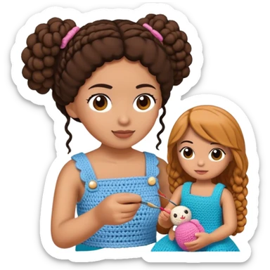 Girl crocheting a doll sticker