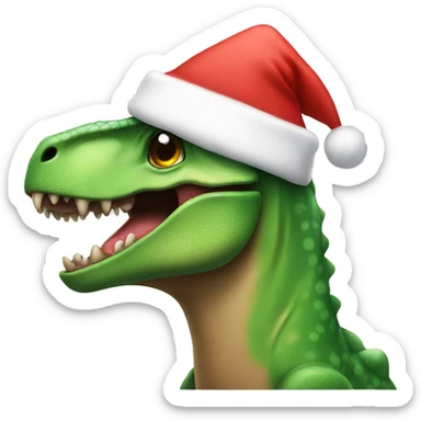 Dinosaur with Christmas hat sticker