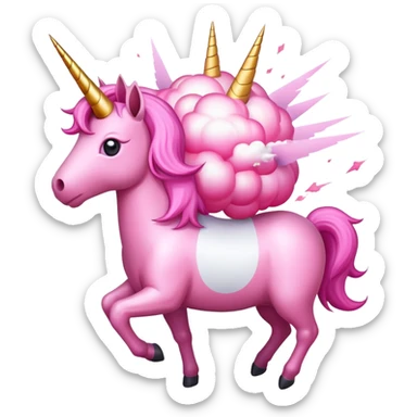 pink  nuclear explosion with a unicorn sticker
