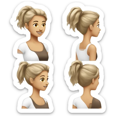 Pilates girl hair brown skinny white sticker