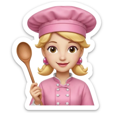 Pink chef hat princess peach with a hand and spoon sticker