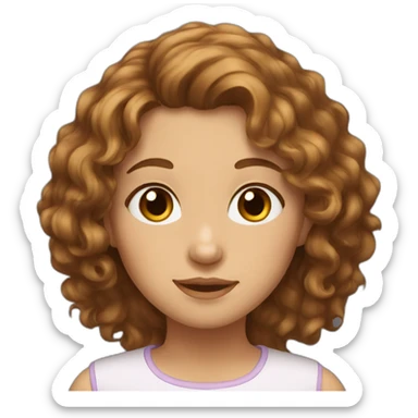 A girl with brown, wavy hair, hazel eyes sticker