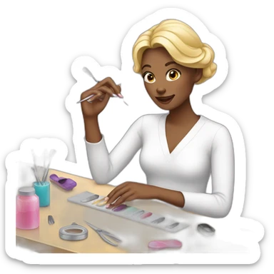 White woman doing a manicure  sticker