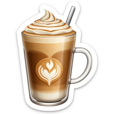 A glass of latte with latte art  sticker