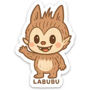 Labubu waving sticker