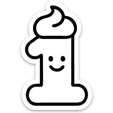 Cute number 1 emoji with whipped cream top, softcore aesthetic, pastel blue and beige, smiley face sticker