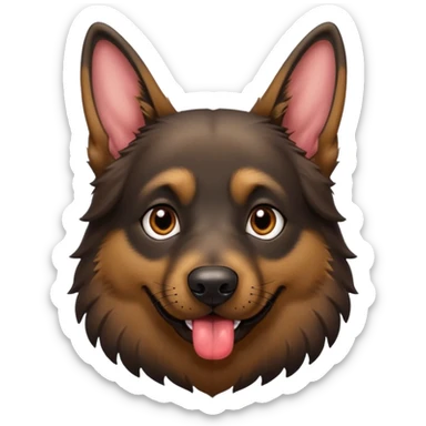 cartoon style dark German Shepherd dog with its tongue hanging out long sticker