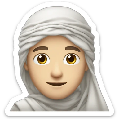 A white-skinned man wearing a shemagh and a head scarf sticker