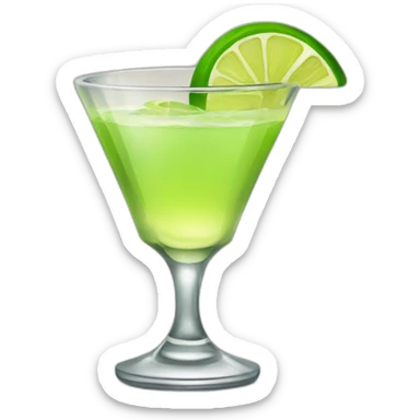 A single tequila glass with slice of green lemon piece on it sticker