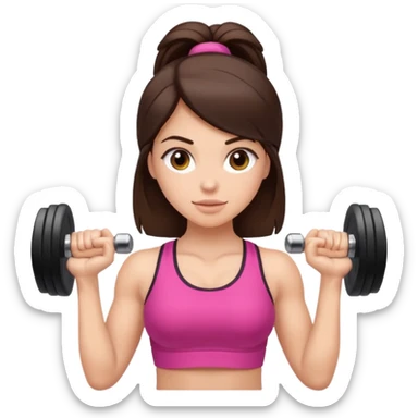 brunette gym girl with dumbells sticker