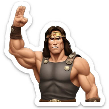 Conan the barbarian Arnold Schwarzenegger hand salute sticker