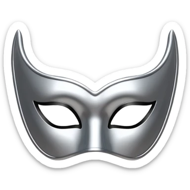 A sleek masquerade mask emoji made of polished silver chrome, smooth sensual curves, reflective metallic surface, mysterious sexy luxury vibe, minimal iOS emoji style, centered, clean white background sticker