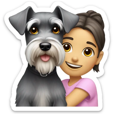 Mini schnauzer with a girl sticker