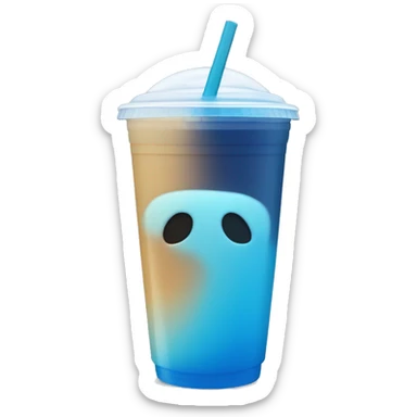 Light to dark blue ombré drink in plastic cup with a straw and lid with no face just a cup sticker