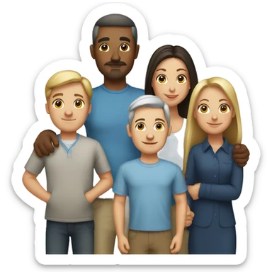 6 caucasian family members  sticker