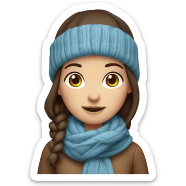 Brunette girl with blue eyes cozy autumn sticker