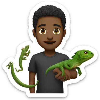 make a black man with a lizard near  sticker