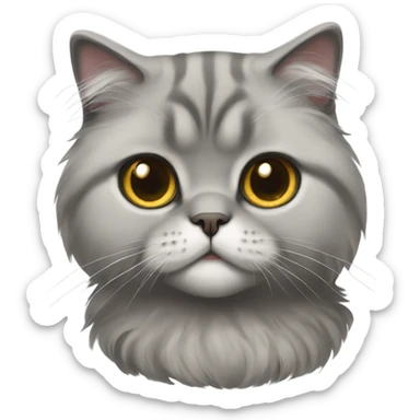 gray scottish fold long-hair cat sticker