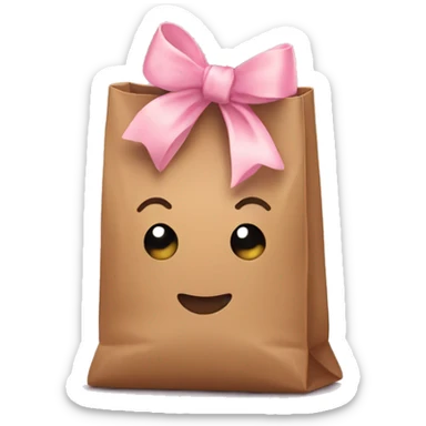 Brown bag with pastel pink bow sticker