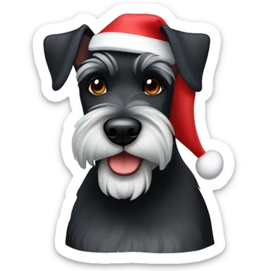 Black Schnauzer wearing a Santa hat sticker