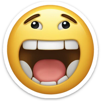 Emoji with wide eyes, open mouth, and hands near throat, showing discomfort. sticker