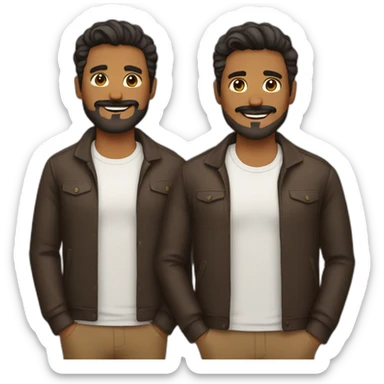 Gay love brown guy with beard and brown guy with mustache sticker