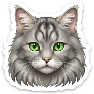 silver tabby maine coon cat with green eyes sticker