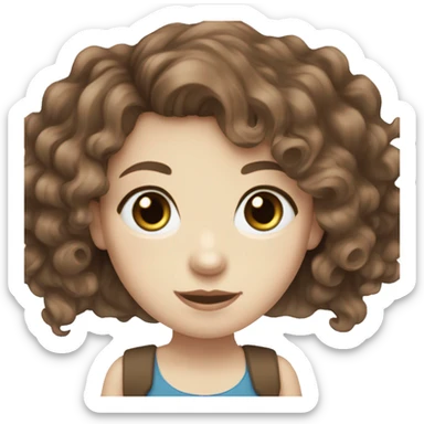 girl with brown wavy hair, blue eyes an pale skin sticker