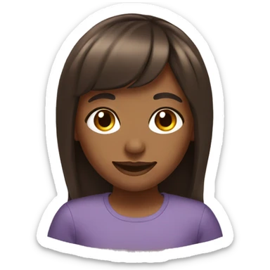 Brown girl with bangs smiling  sticker