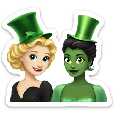 Glinda and elphaba from wicked doing the wave on top of their heads  sticker