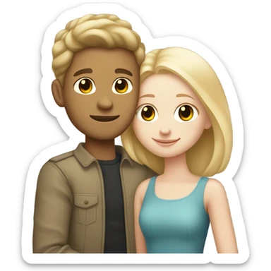 A handsome light skin guy hugging a pale skin girl sticker