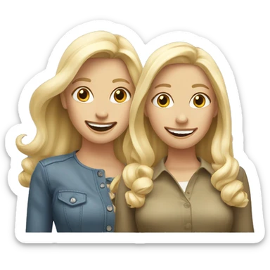 Two medium blonde white female best friends excited  sticker
