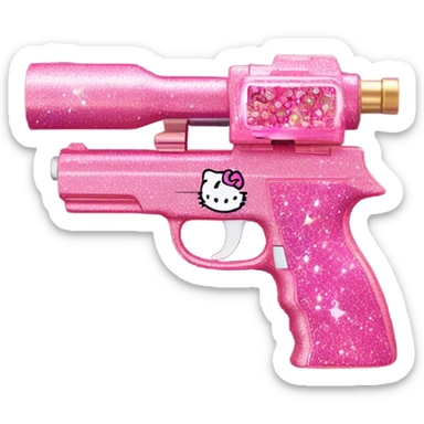 Pink sparkly, hello Kitty gun sticker