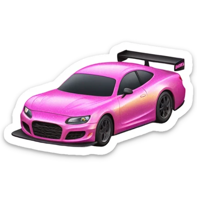 Pink ombre race car with glitter  sticker