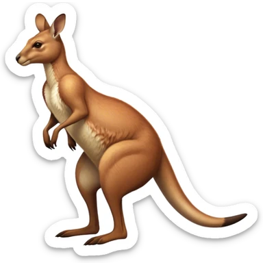 Full-body Australian Kangaroo – Cinematic-realistic Australian kangaroo, jumping with powerful hind legs and a muscular tail for balance. Its reddish-brown fur glows under the golden sunlight, ears perked and eyes alert.  sticker