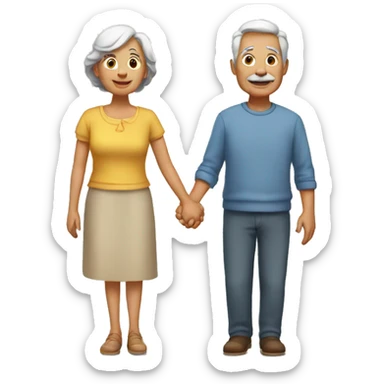 oldie couple holding hands sticker