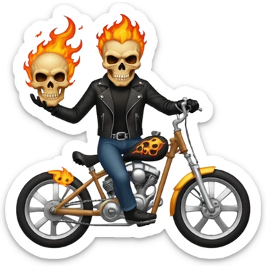 Give me a gost rider riding in a bike emoji sticker