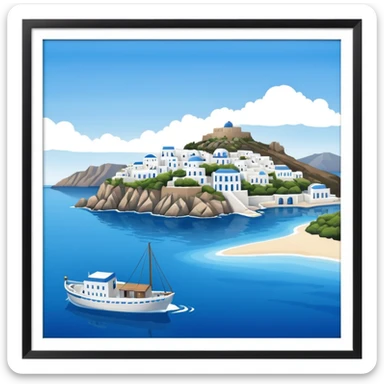 a greek island seen from the sea sticker
