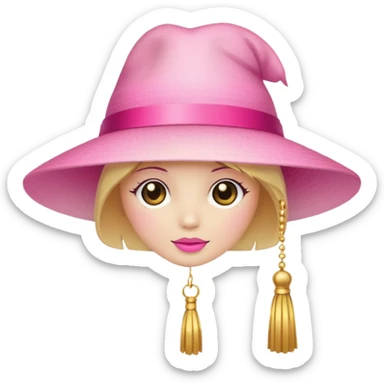 Pink light gradient gradation hat with gold tassel sticker