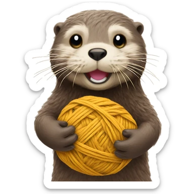 Otter ball of yarn in his hands sticker