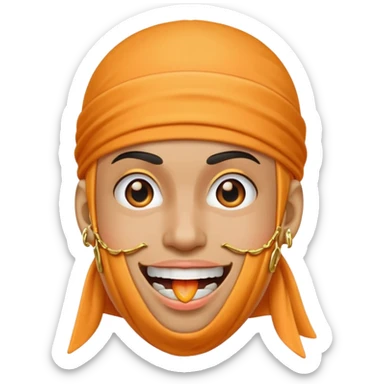 peach with an durag and grillz sticker
