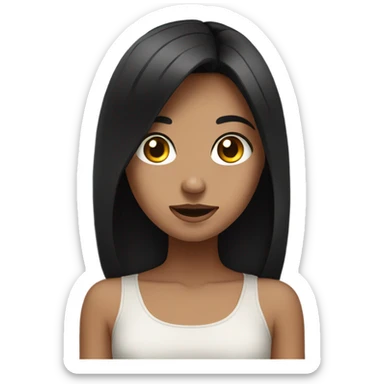 hungry girl with back hair and hazel eyes sticker