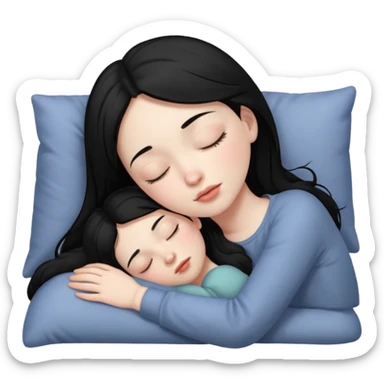 Sleeping black haired girl no baby sticker