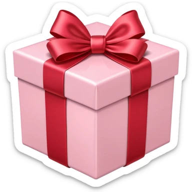 light pink gift box with red satin bow sticker
