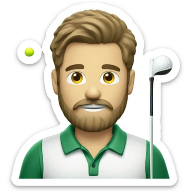Brien hair guy with beard and mustache playing golf  sticker