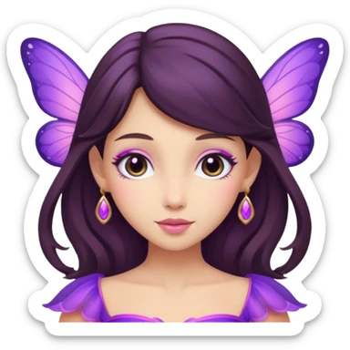 royal purple and pink buttery fairy brunette combined sticker