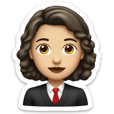 Mujer, 20 años, pelo oscuro largo, piel blanca, labios rojos vestida formal trabajadora social  sticker