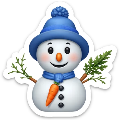 snowman wearing blue hat sticker