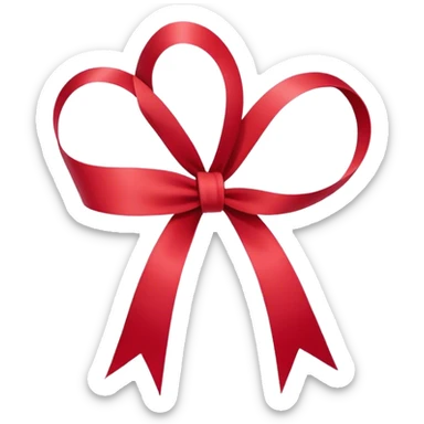 Ultra-thin and stretched ribbon bow, as narrow as possible, single loop, no extra loops, no fluffy or rounded shapes, only one long and sleek ribbon sticker