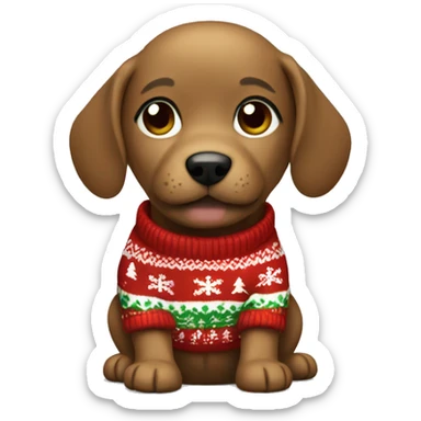 Gmail the puppy wearing a Christmas sweater sticker